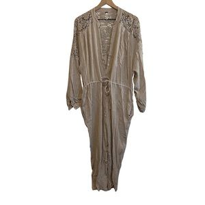 Free People Tan Linen Jumpsuit Size Large